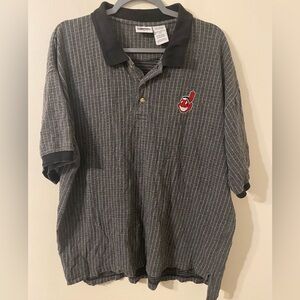 Vintage‎ VTG 1990s Pro Edge Gray Cleveland Indians Chief Wahoo Polo Size XL